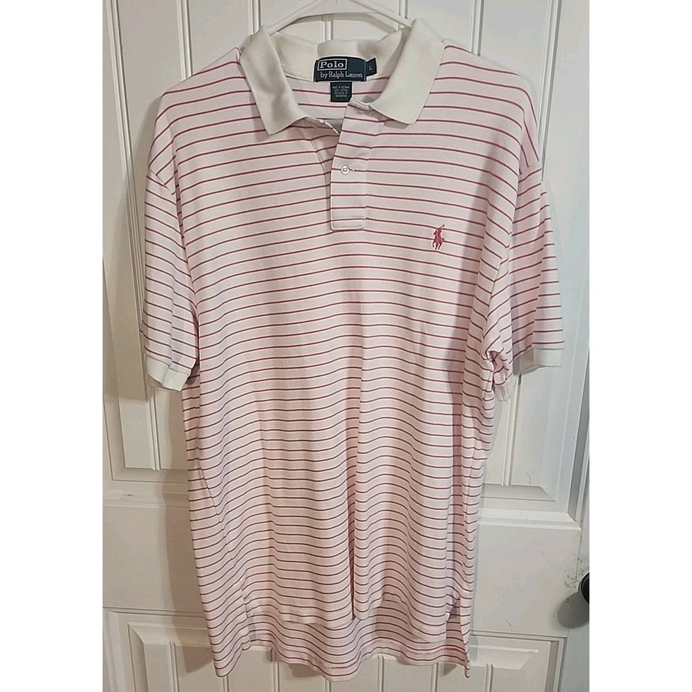polo ralph lauren Mens Size L Pink Collard Shirt Short Sleeve
